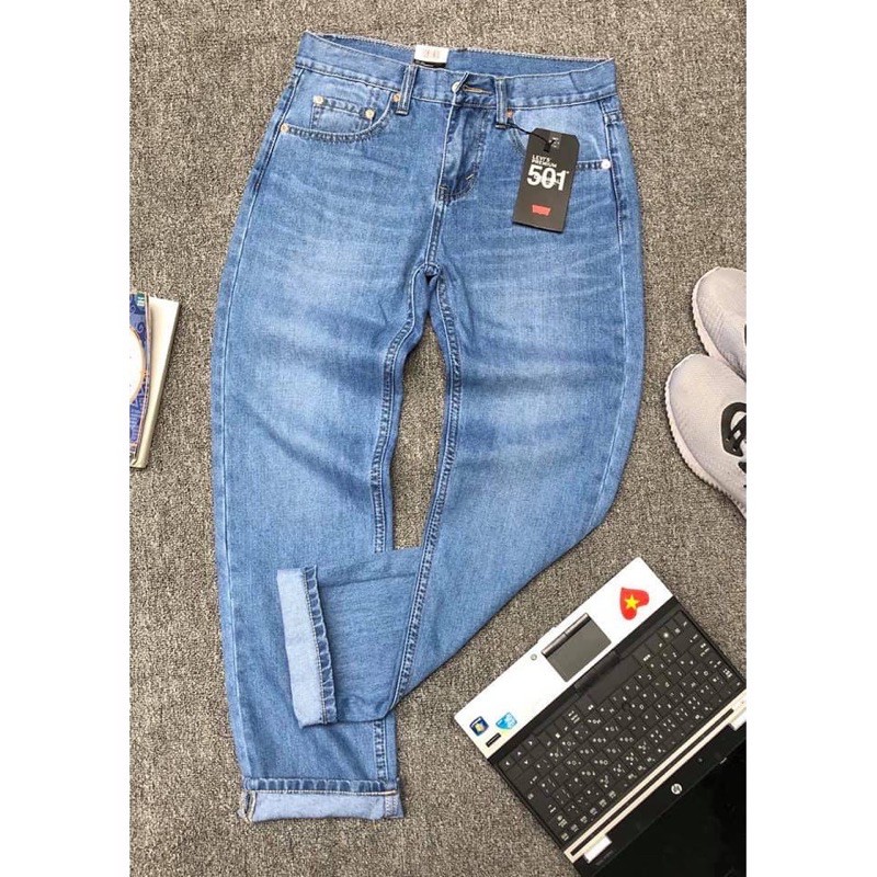 Quần jean nam ống suông 501 nhiều màu xuất xịn- jean không co giãn | BigBuy360 - bigbuy360.vn