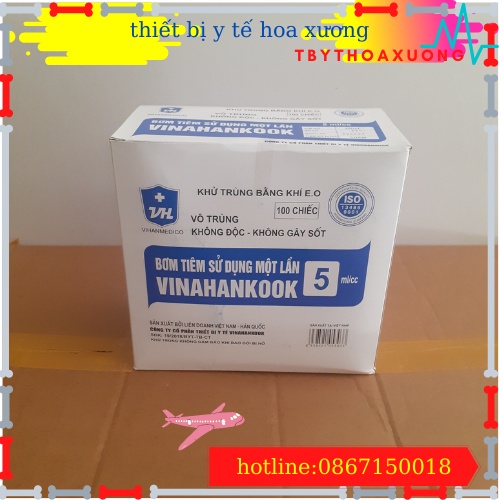 [100 ông]Bơm tiêm Vinahankook 5cc-5ml[thietbiytehoaxuong]