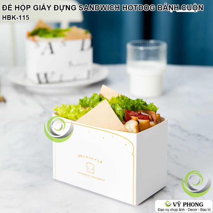 SET 10 HỘP GIẤY ĐỄ HỘP GIẤY ĐỰNG BÁNH SANDWICH HOTDOG BÁNH CUỘN PHONG CÁCH NHẬT HBK-0115