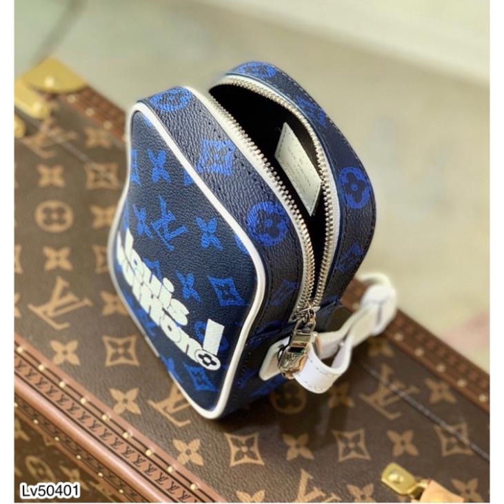 Túi Đeo Chéo LV Mini In Hoạ Tiết Tiết Chữ Cực Đẹp - Túi Đeo Chéo LV Nam Nữ Hoa Văn Xanh SC