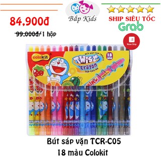 Bộ bút sáp vặn TCR C05 cho bé thông minh Doraemon 18 màu/túi tô màu mỹ thuật