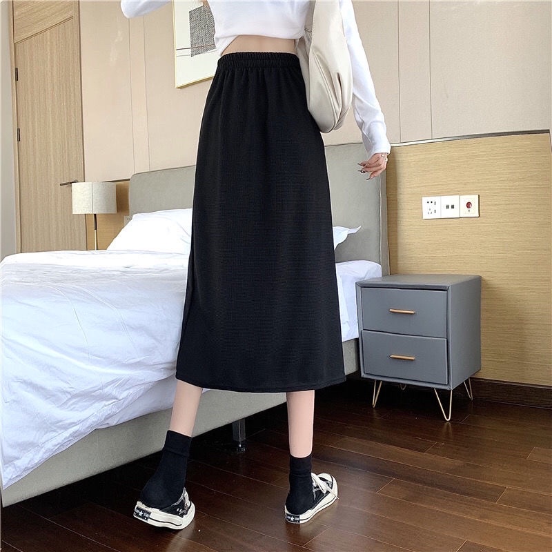 Chân váy midi xẻ tà dài lưng cao, Chân váy dài ulzzang công sở M825 | BigBuy360 - bigbuy360.vn