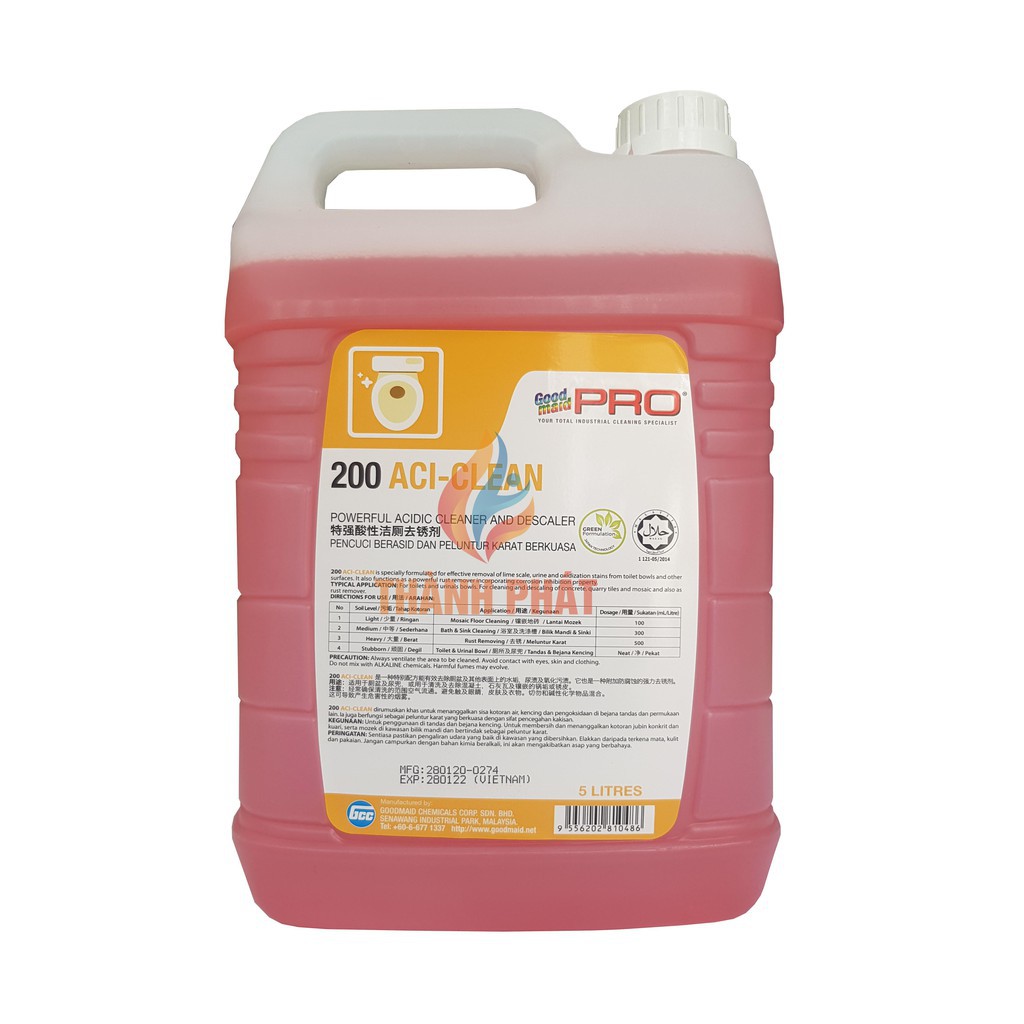 Hóa chất tẩy vết bẩn cứng đầu, Cặn, vết rỉ sét (gốc acid) Goodmaid G200 - Aci clean 5L (Malaysia )