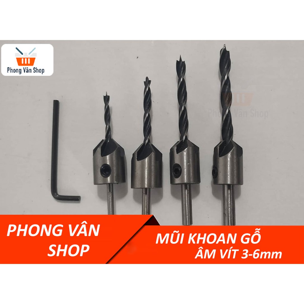 Bộ Mũi khoan gỗ âm vít 3-6mm