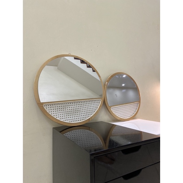 Gương decor mây viền gỗ , treo tường ,vintage