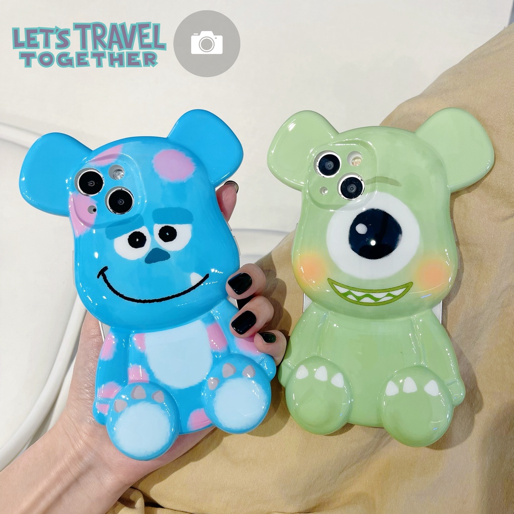 Ốp Điện Thoại Màu Xanh Lá Họa Tiết Hoạt Hình 3d Cho iPhone X XS XR XS max 11 11 pro max 1212 pro max