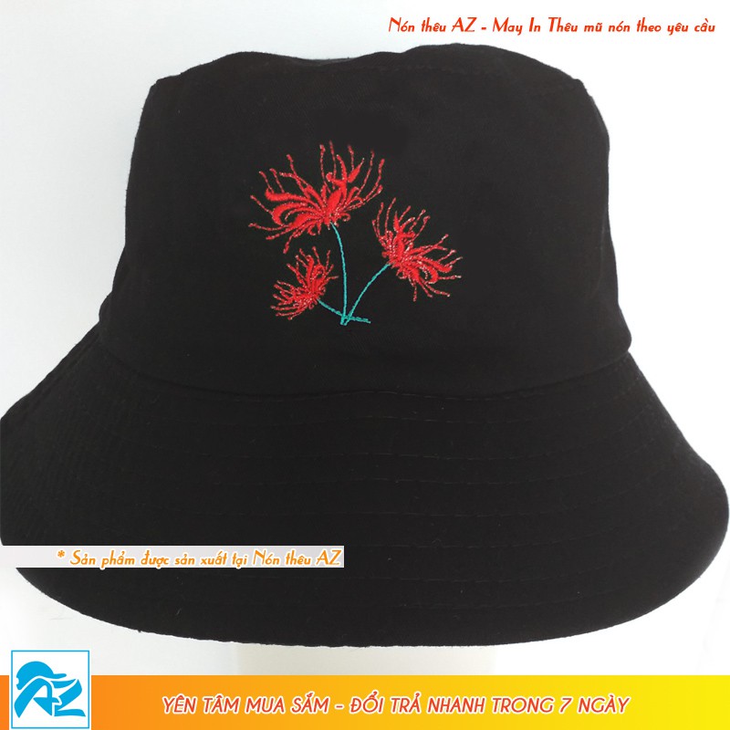 Mũ bucket nữ thời trang thêu hình hoa Bỉ Ngạn (Mạn châu sa hoa) - Mẫu mới MT569