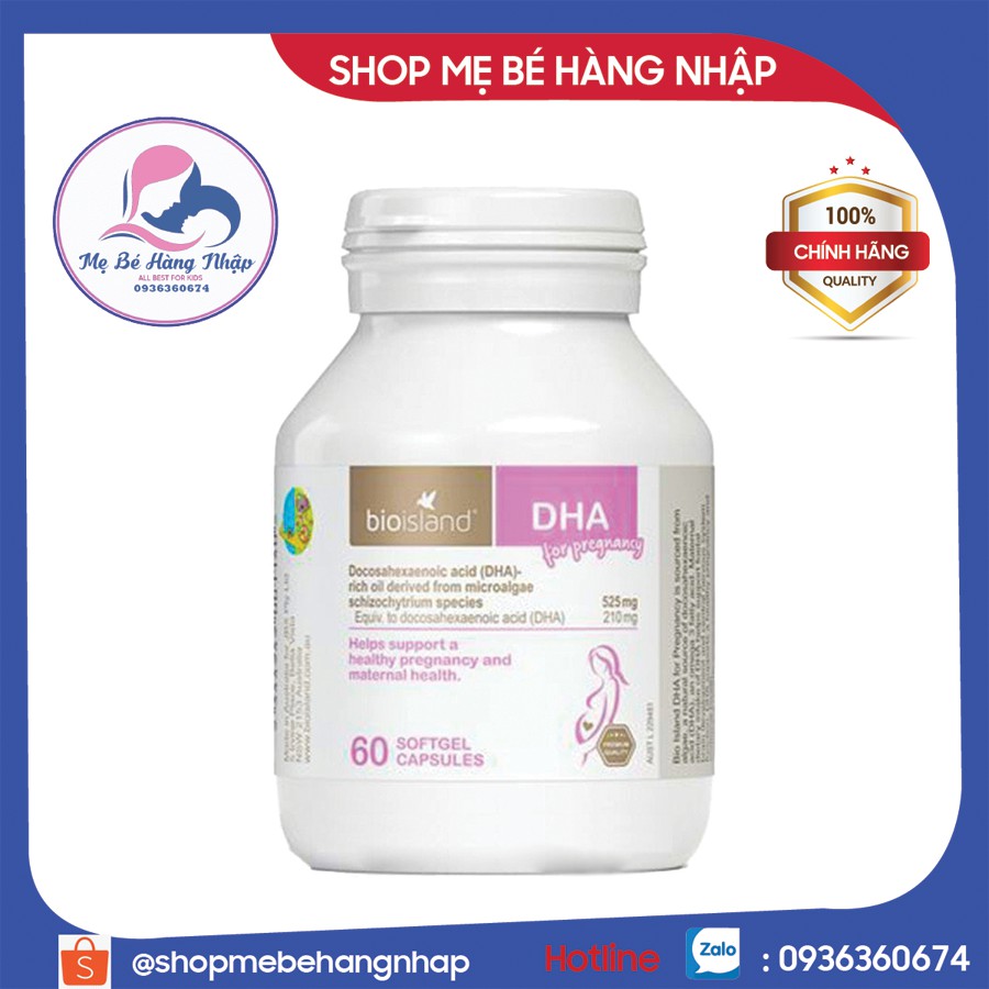 [Mẫu mới] Vitamin bổ sung DHA cho bầu bioisland - Biousland DHA for Pregnancy 60 viên