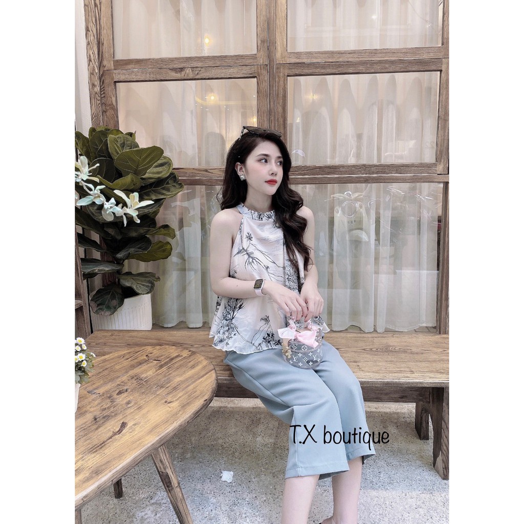 Set đồ nữ cá tính, set quần lửng áo yếm đi chơi sang chảnh mùa hè đẹp 8A00171 | BigBuy360 - bigbuy360.vn