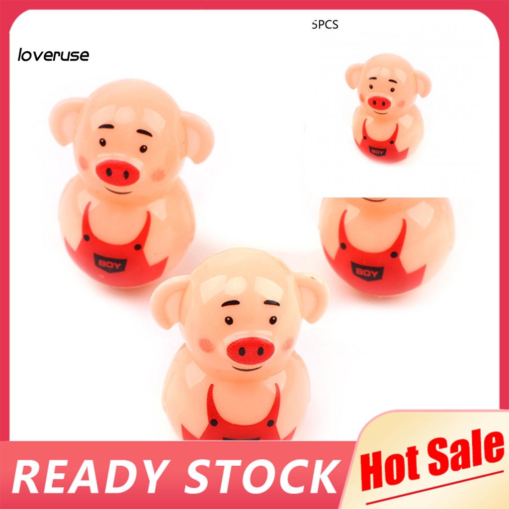 Set 5 đồ chơi lật đật thiết kế chú heo hoạt hình đáng yêu dành cho em bé