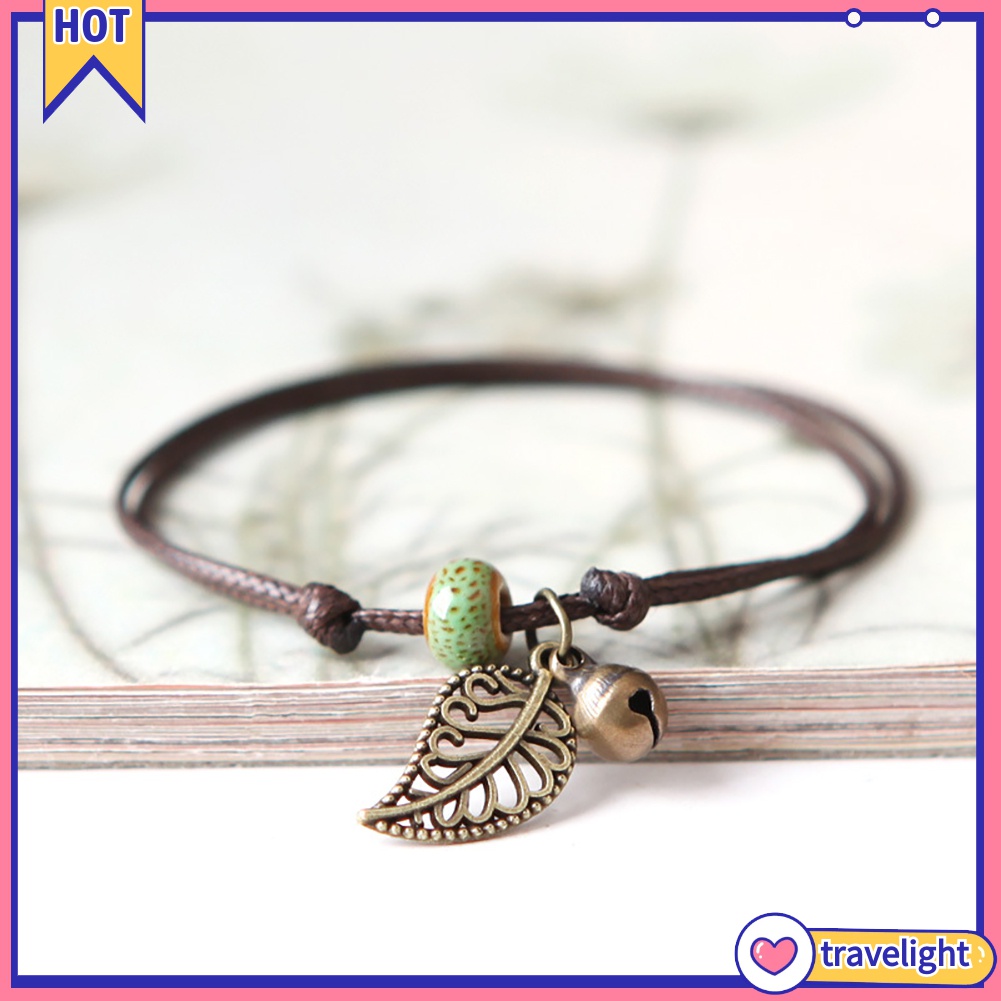 Vòng đeo tay mặt hình chiếc lá đính hạt gốm sứ kiểu dáng cổ điển