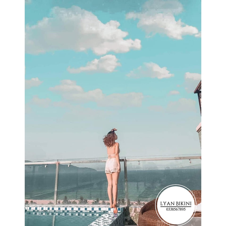 Bikini đồ bơi nữ 2 mảnh áo choàng len móc kín đáo cao cấp đi biển LYAN BIKINI B03