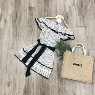 VÁY KẺ CỔ BÈO THẮT NƠ EO ZR(ẢNH THẬT)