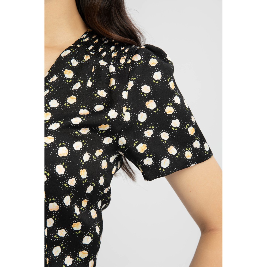 Áo hoa cổ V nữ IVY moda MS 16M6406