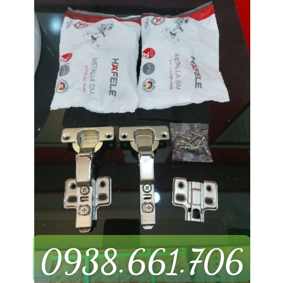 Bản lề giảm chấn Hafele tháo lắp nhanh thẳng/ trùm nữa/ lọt lòng (1 cái đã có đế)