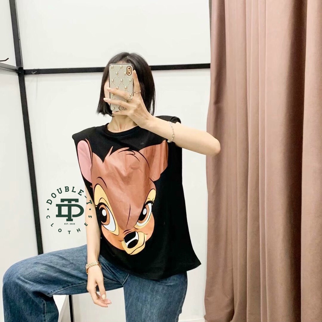 Áo thun Zara độn vai VNXK - "Nai Bambi" 100% cotton full tag