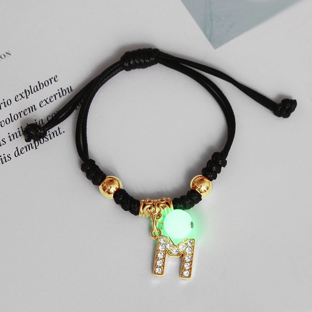Vòng Tay Dây Bện Mặt 26 Chữ Cái Tiếng Anh Phát Sáng Thời Trang Hàn Quốc