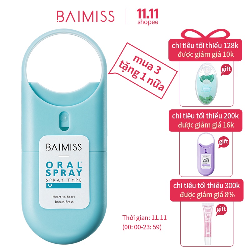 Chai xịt miệng BAIMISS 10ml tươi mát chăm sóc làm sạch hơi thở