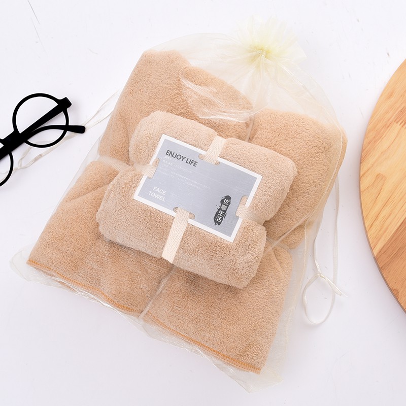 Set 2 Khăn tắm dày 34x75+70x140,siêu thấm chất liệu 100 cotton 120g+450g -143