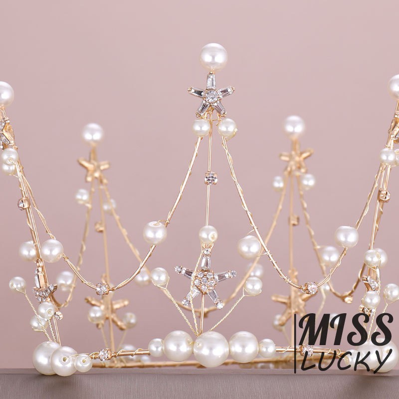 Bộ vương miện và bông tai đính đá cho nữ