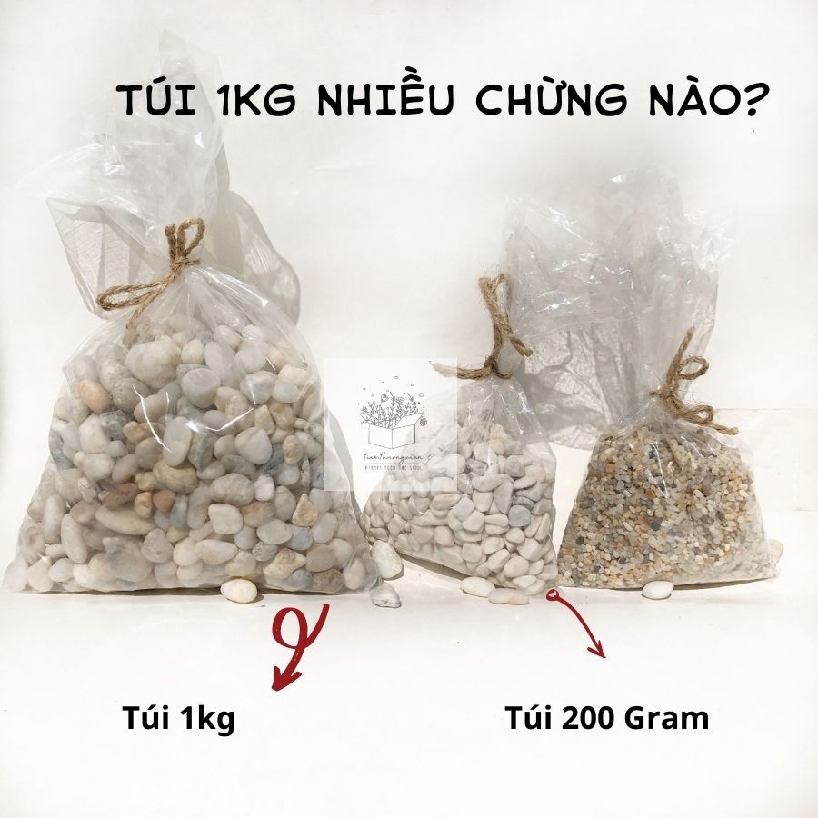 [1kg] Sỏi, sỏi trắng, đen, hồng, vàng, biển, ba màu - Đá rải tiểu cảnh bể cá - Tiệm Thường Xuân