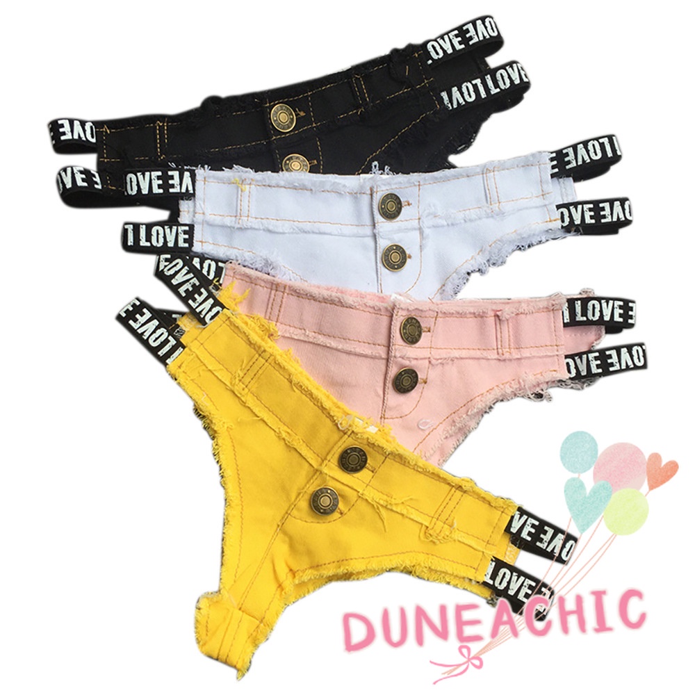 DUNEA Quần Đùi Denim In Chữ Thời Trang Gợi Cảm Cho Nữ