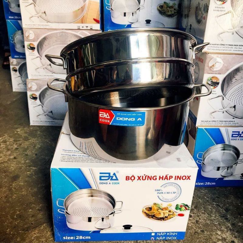 nồi hấp 28cm to luộc gà ngon ĐÔNG Á VUNG KÍN INOX TIỆN LỢI