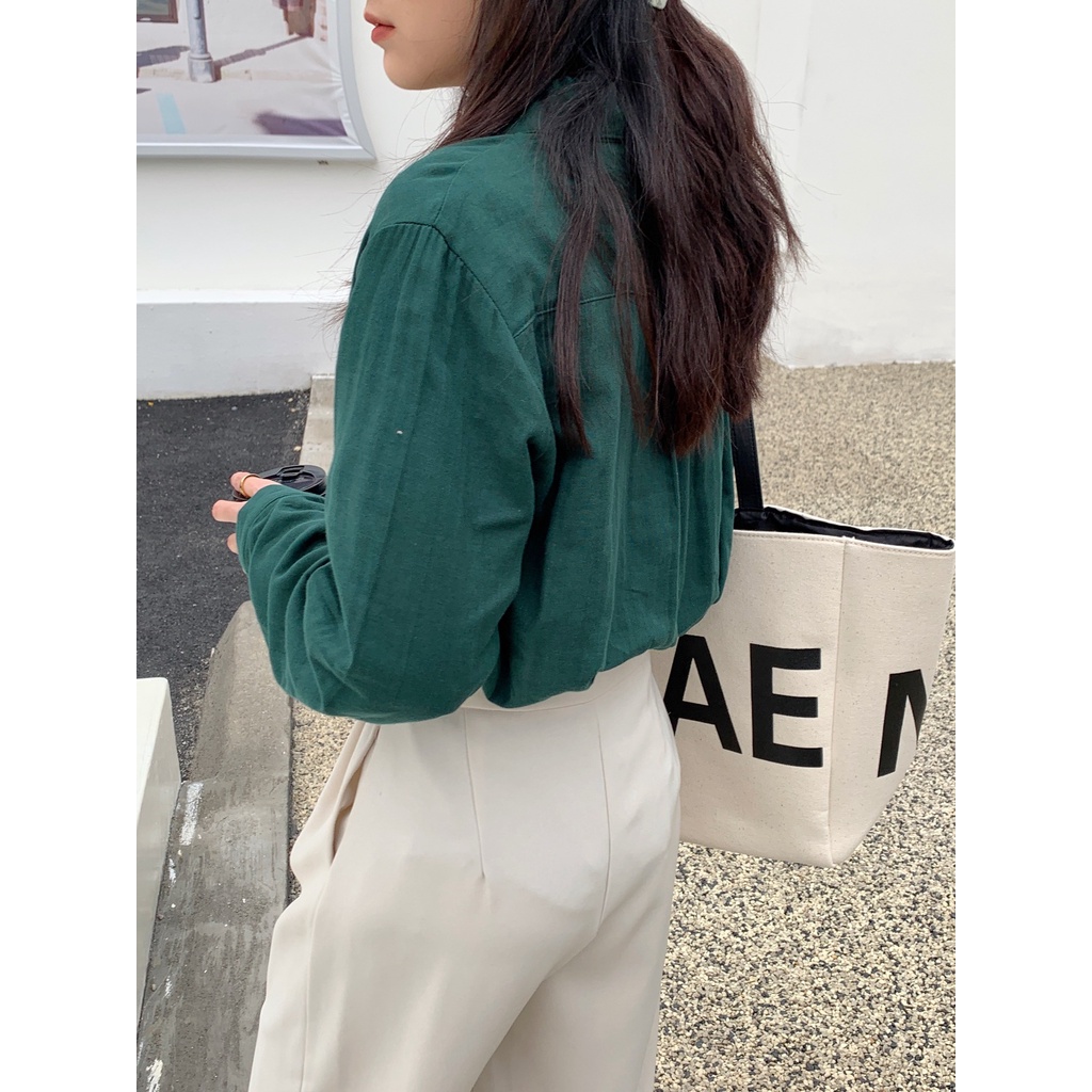 Áo Sơ Mi Cotton Dài Tay Đính Nút Thời Trang Nữ Tính 2022