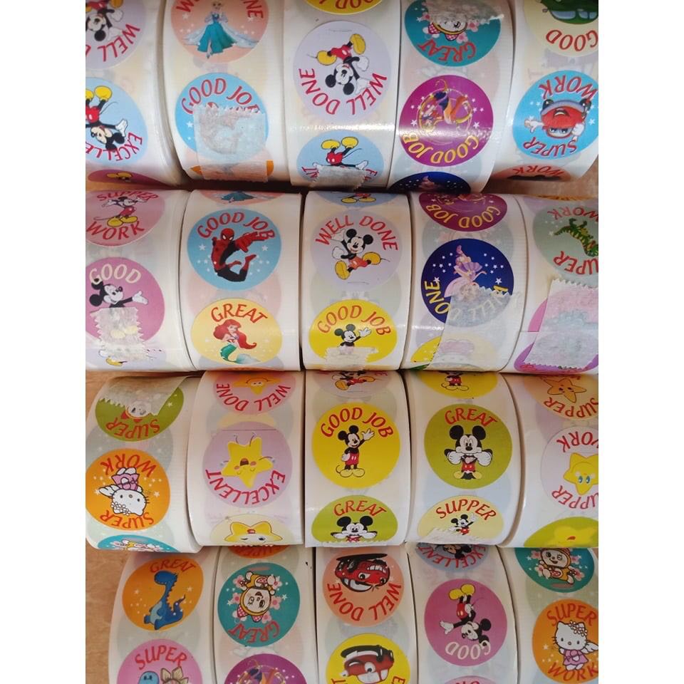 Sticker Tiếng Anh Khen Thưởng Cuộn 500 Nhãn