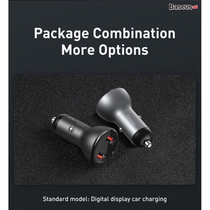 ✔NOWSHIP MỚI - TẨU SẠC XE Ô TÔ CÔNG XUẤT CAO BASEUS 45W Suit kèm cáp sạc nhanh  Dual QC QUICK CHARGE