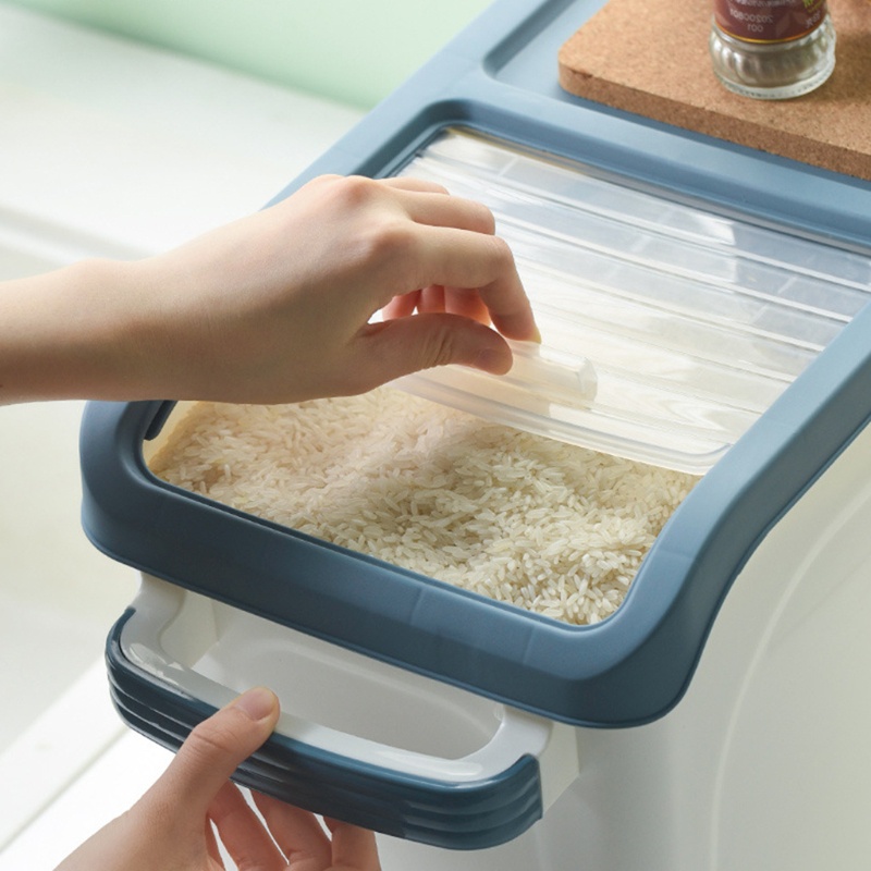 Hộp Đựng Gạo Dung Tích Lớn 10kg Có Cửa Sổ Và Ròng Rọc Tiện Dụng Cho Nhà Bếp