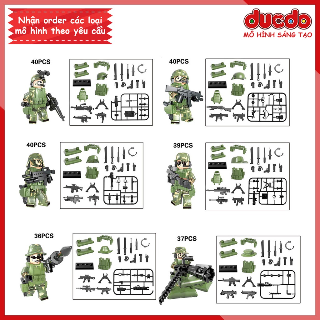 [Đóng túi] Biệt đội 6 lính đặc công SEAL ngụy trang - Đồ chơi Lắp ghép Mini Minifigures Army SWAT Mô hình TBS 75-80