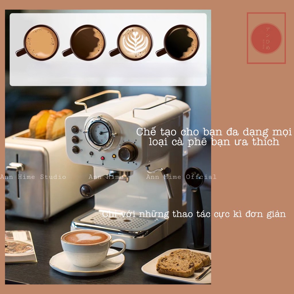 Máy Pha Cà Phê Gia Đình Tự Động Mini Pha Cafe Espresso FUGU Retro CM5013 Nhập Khẩu