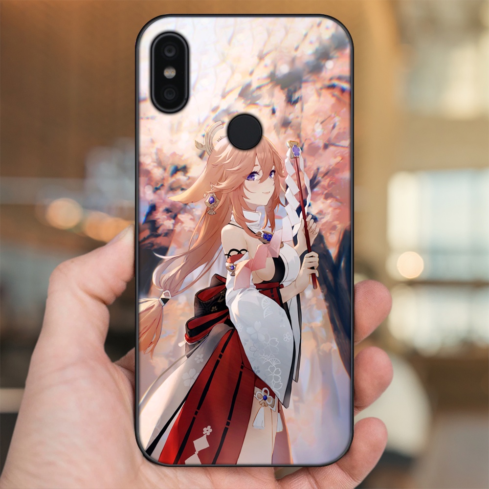 Ốp lưng Xiaomi Redmi S2 viền đen in hình Yae Miko Genshin Impact