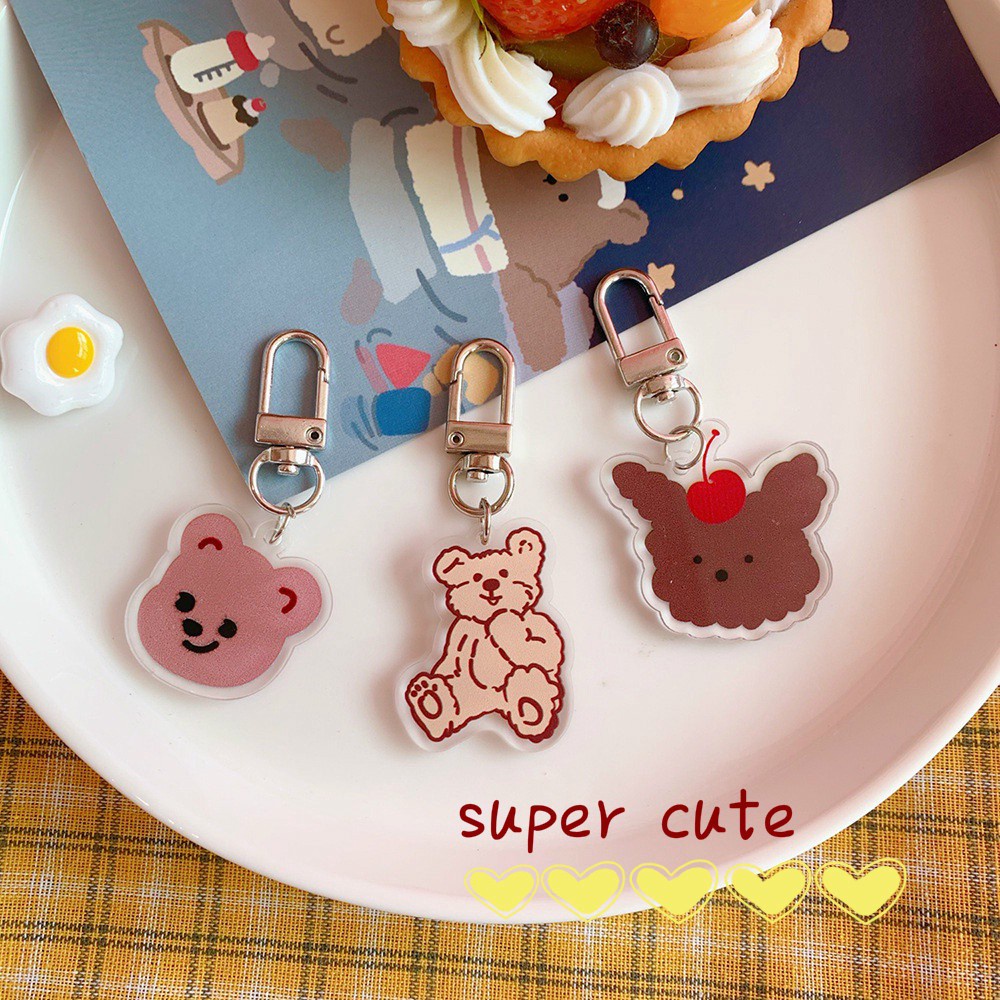 Móc Khóa Hai Mặt Hình Gấu Dễ Thương Phong Cách Hàn Quốc