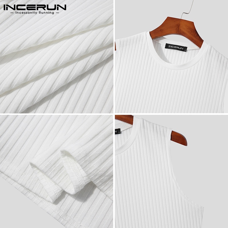 Áo ba lỗ thể thao INCERUN dáng ôm vừa vặn cổ tròn màu trơn thời trang hè cho nam