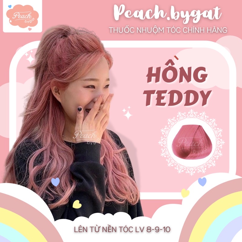 Thuốc nhuộm tóc HỒNG TEDDY cần dùng thuốc tẩy tóc của Peach.bygat