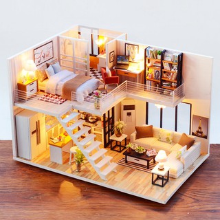 Mô Hình Ngôi Nhà Gỗ 3d Tự Lắp Ráp Có Đèn Led Sáng Tạo