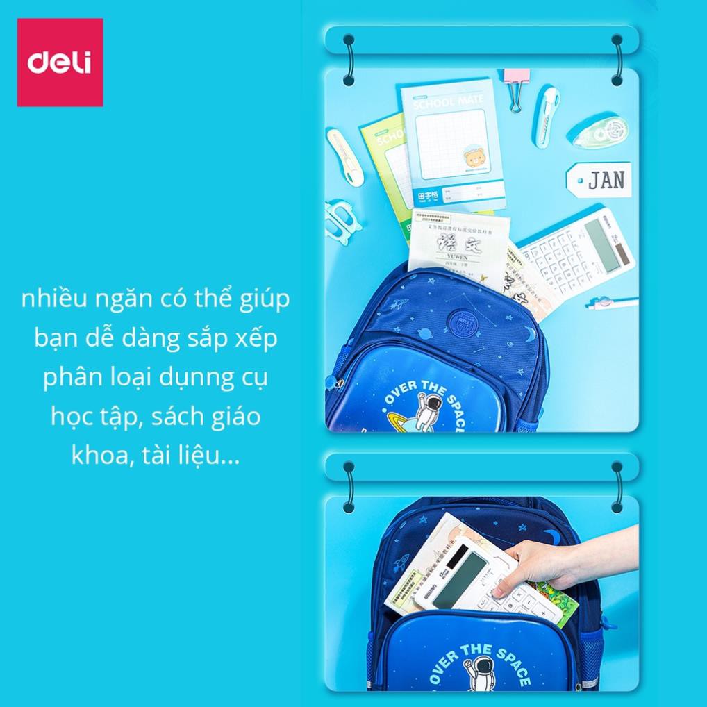 Balo học sinh Deli - Chống gù lưng - Chất liệu vải dù nhiều màu sắc - Dùng cho học sinh cấp 1 và 2 - B10 / B13 / B14
