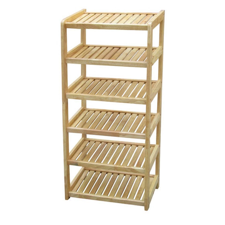 Kệ dép 6 tầng ngang 40cm hai màu gỗ cao su