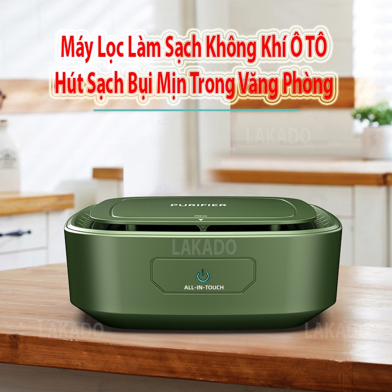 Máy lọc không khí ô tô, màng lọc HEPA, lọc bụi mịn PM2.5, diệt khuẩn, khủ mùi, chống say xe-BH-12 tháng-lakado