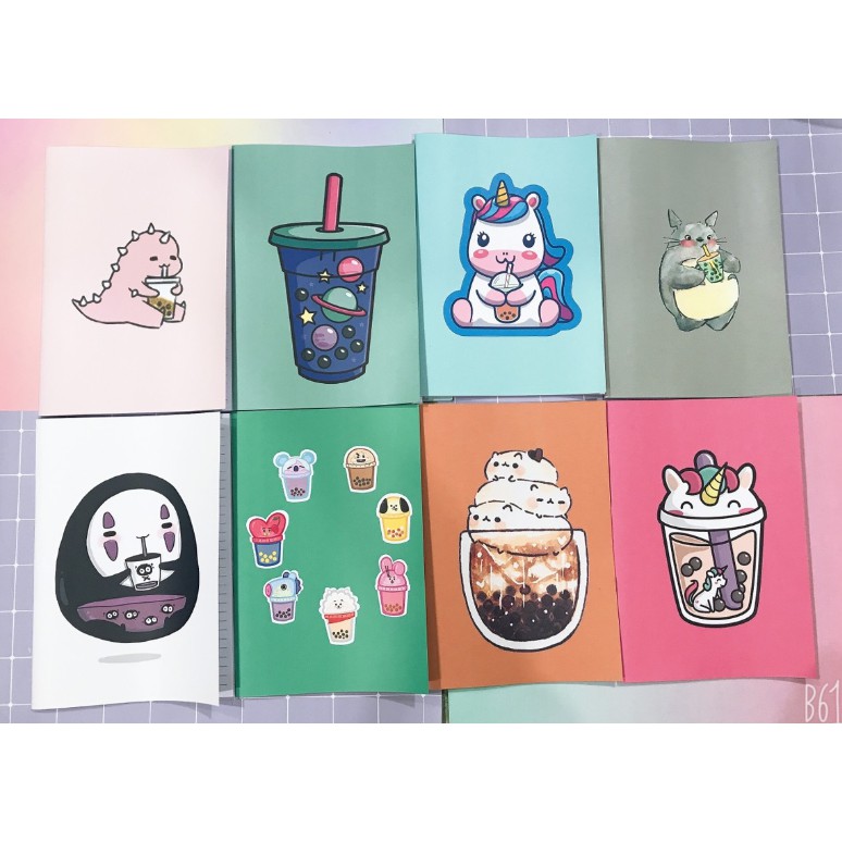 Vở trà sữa kẻ ngang S7VI33 vở boba tea 25x17cm 72 trang giấy đẹp