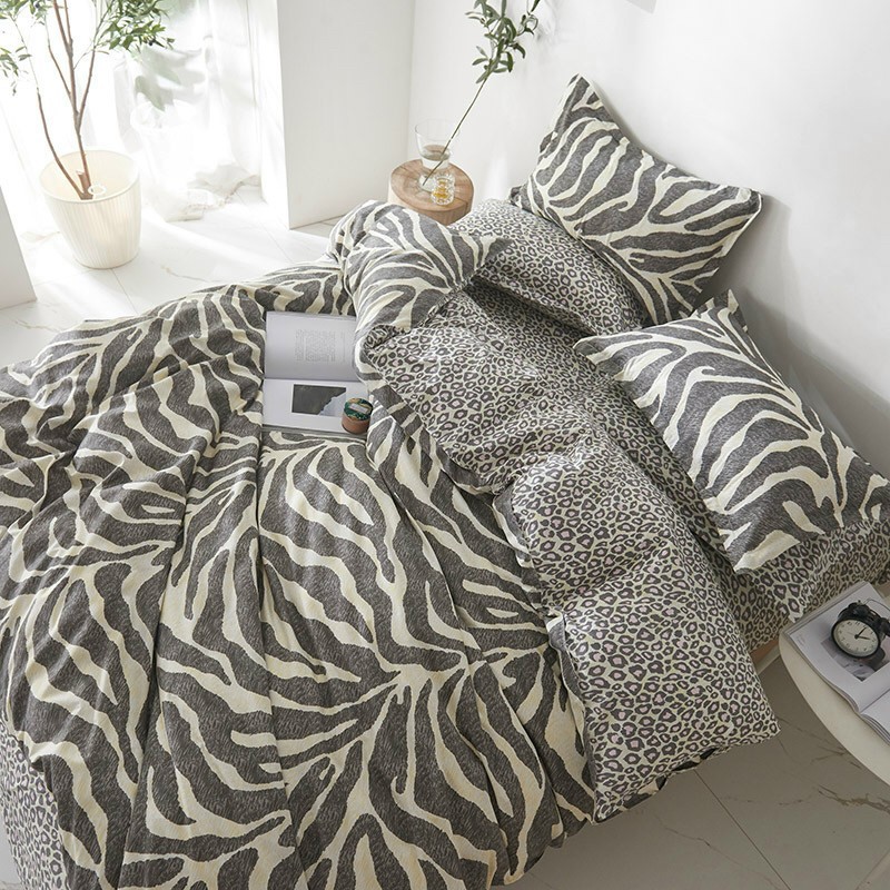 Bộ chăn ga gối ga giường cotton poly Hàn Quốc các mẫu ngựa vằn rằn ri - Ngân Khánh Bedding drap giường