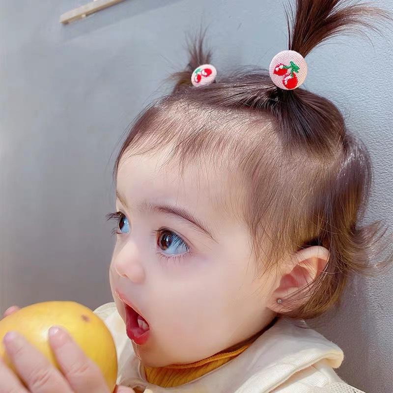 Bộ 6 Dây Buộc Tóc Co Giãn Thiết Kế Hình Trái Cây / Hoa Cho Bé Gái Trên 1 Tuổi