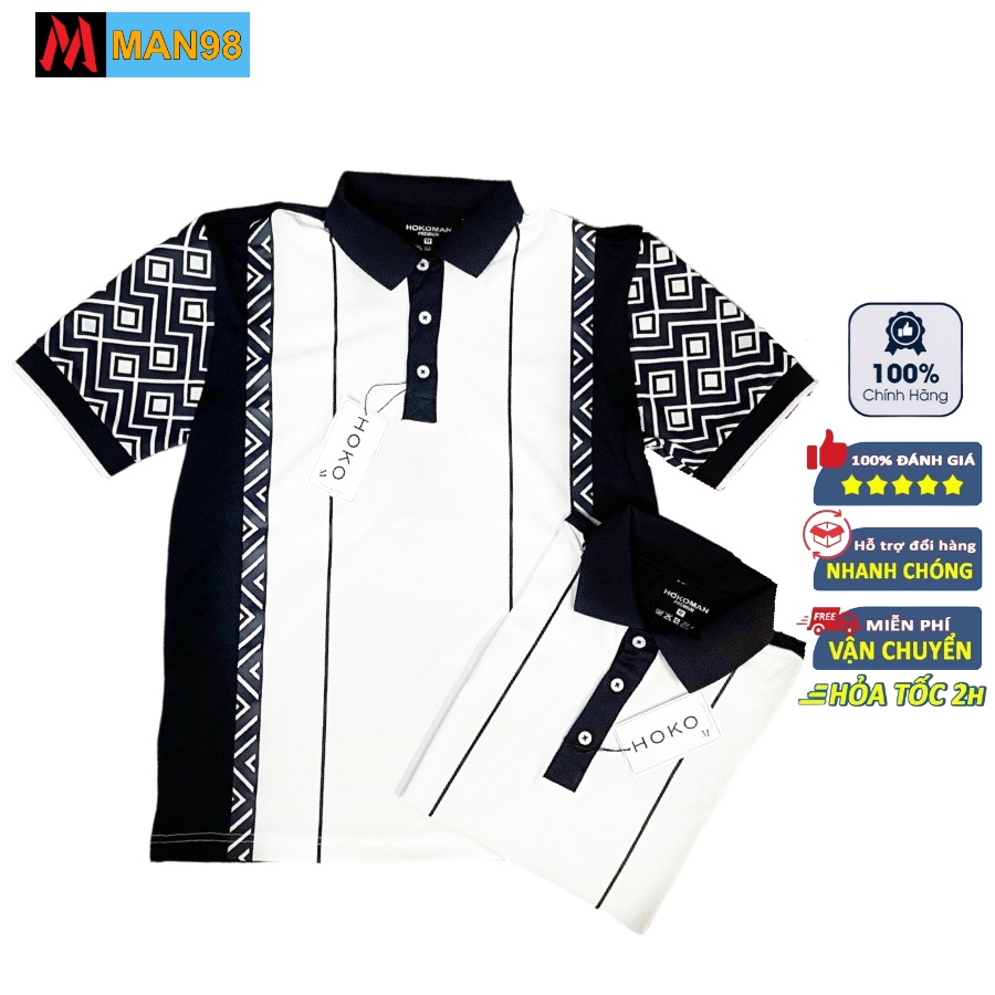 Áo polo nam có cổ 5D phối hoa văn cánh tay cao cấp PL17