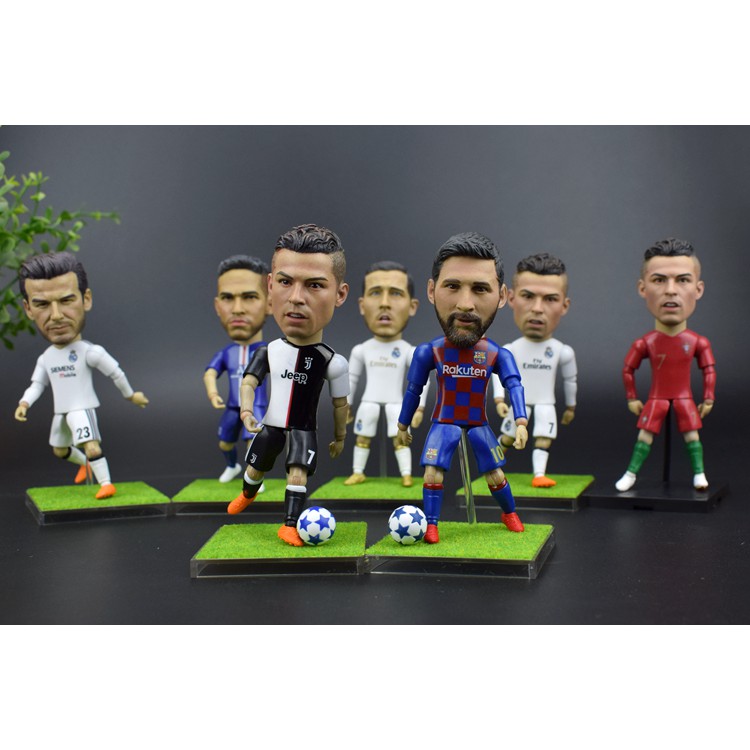 Mô hình cầu thủ bóng đá Ronaldo Messi Neymar Beckham cao 12cm cử động được các khớp, kèm phụ kiện áo khoác, banh