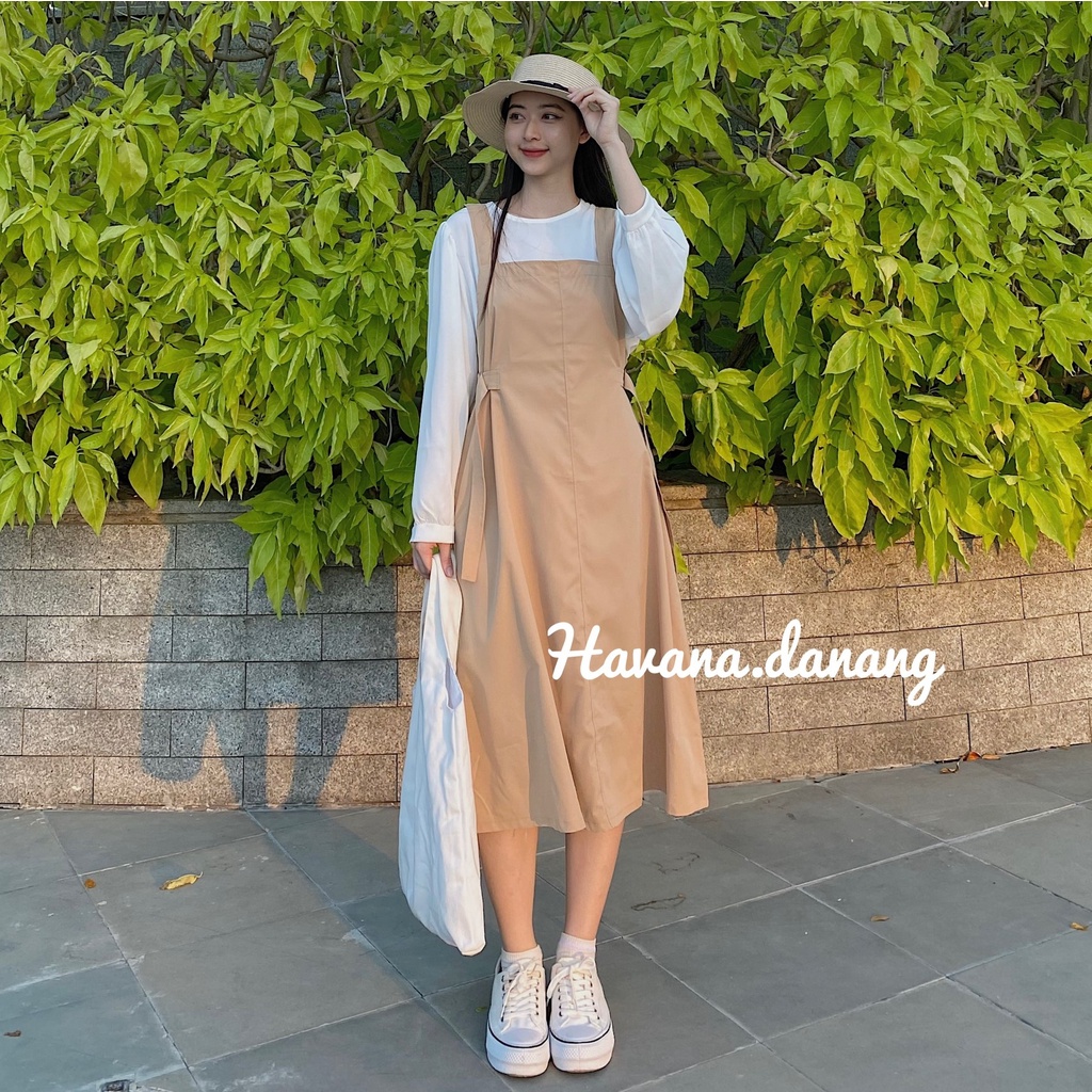 Set yếm. set yếm thắt eo hai món chất kate hàn dày dặn mềm mại AE30