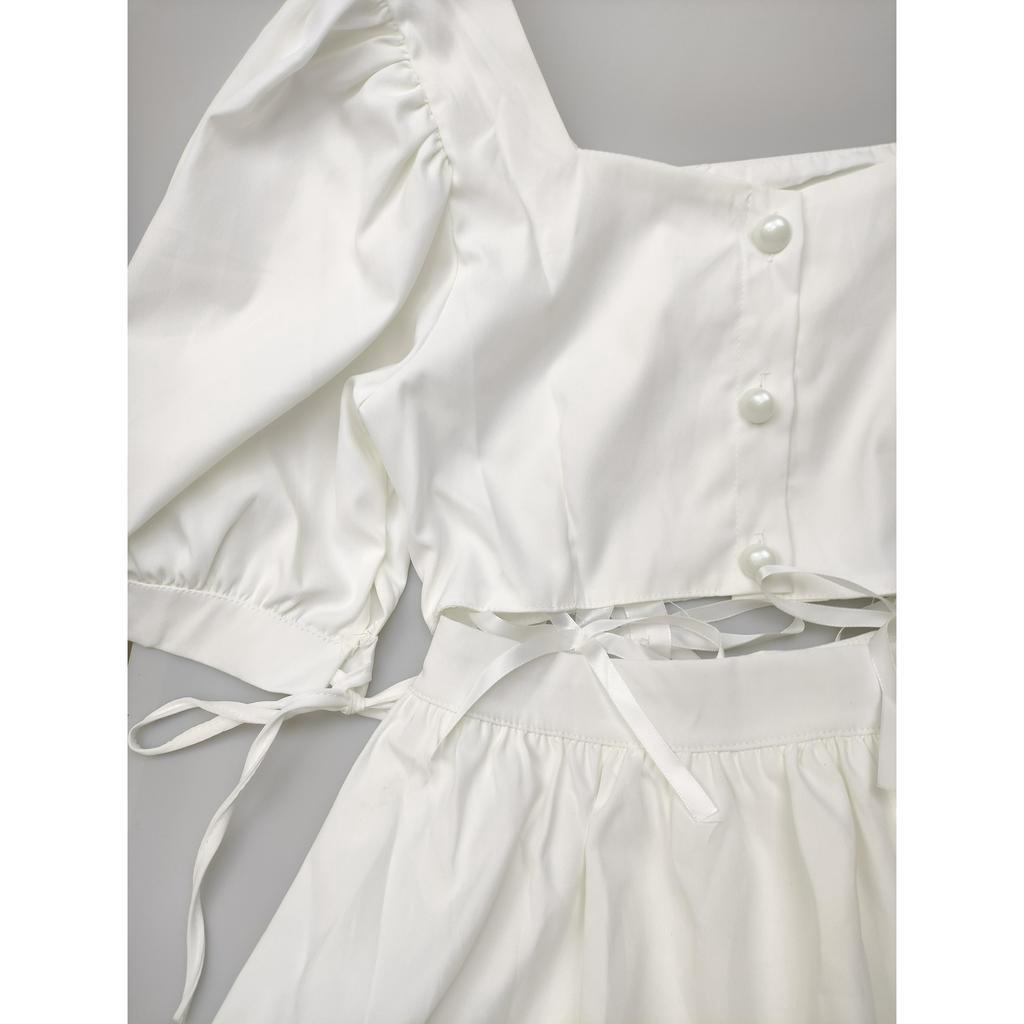 Đầm Tay Phồng Cổ Vuông Thời Trang Mùa Hè Hàn Quốc 2023 Cho Nữ