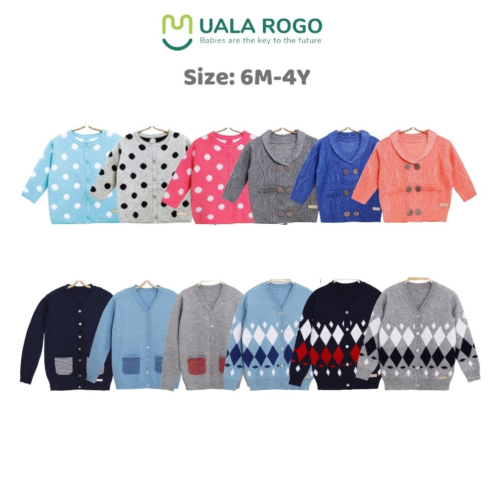 [FULL] - Áo khoác len cardigan Ualarogo cho bé 6m - 12y chất len dày dặn giữ nhiệt tốt