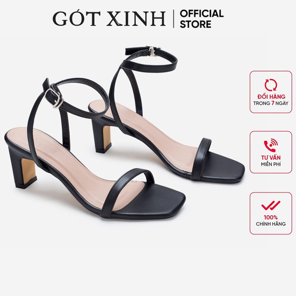 Giày sandal cao gót nữ 6cm và 9cm GÓT XINH GD10 da mờ gót vuông